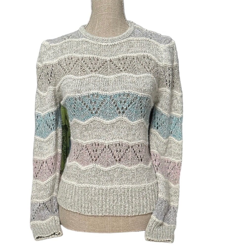 Angora sweater size medium pullover with faux Pearl shoulder buttons on one side